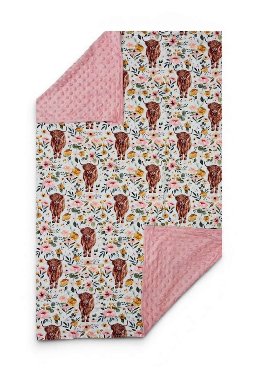 Floral Highlander Cow Blanket