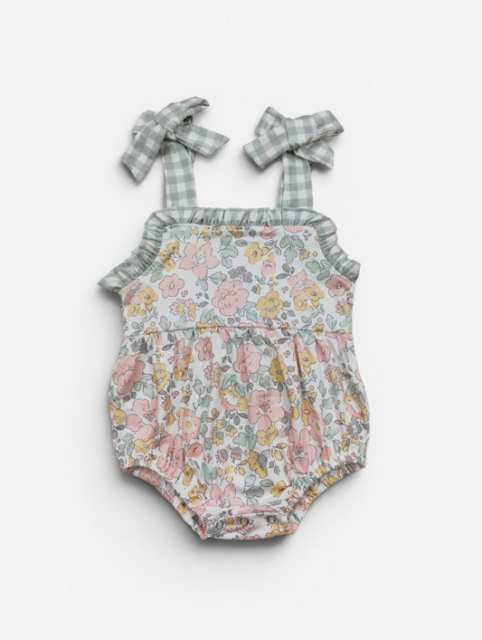 Sage Checkered Floral Bubble